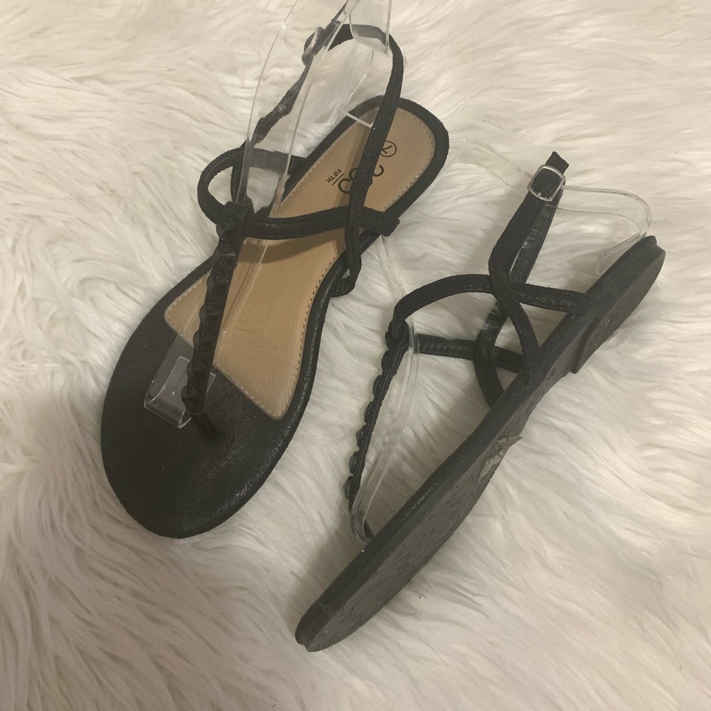 🌹3/20 385 fifth jewel T-Strap flat sandals